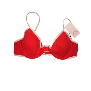 Dippin' Daisy's Bikini Top Womens XL Red West Coast Underwire Ribbed NWT